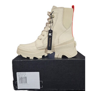 Sorel Women's Brex Lace Boot Size 8.5  Bleached Ceramic/Orange #1951211 NEW